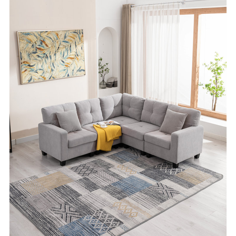 Canapé modulaire de coin 82 po, Polyester gris clair