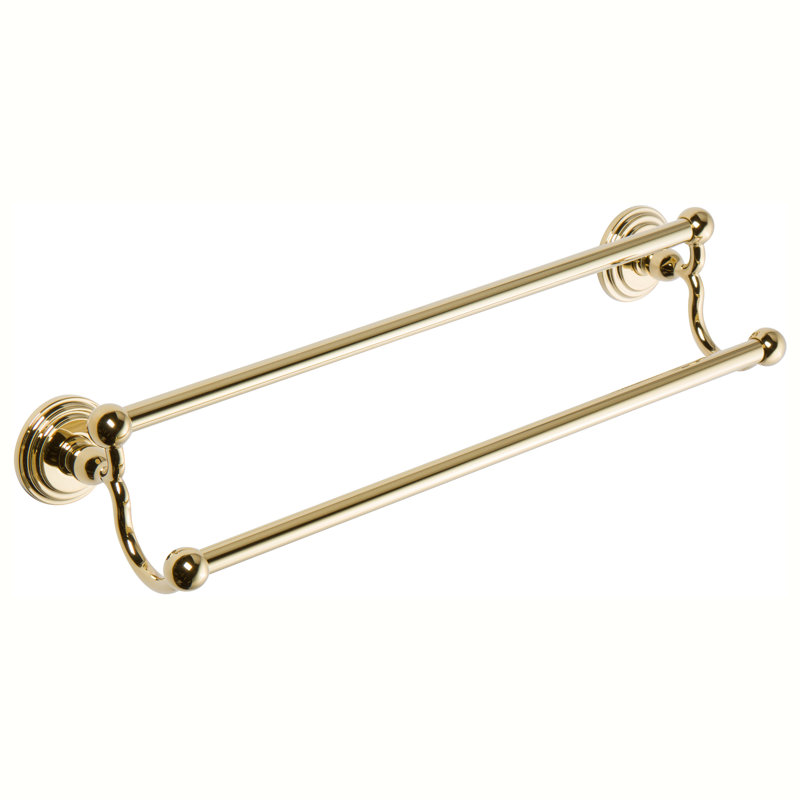Chelsea 32" Double Towel Bar, 4.05" H x 20.6" W x 5.25" D, Polished Brass