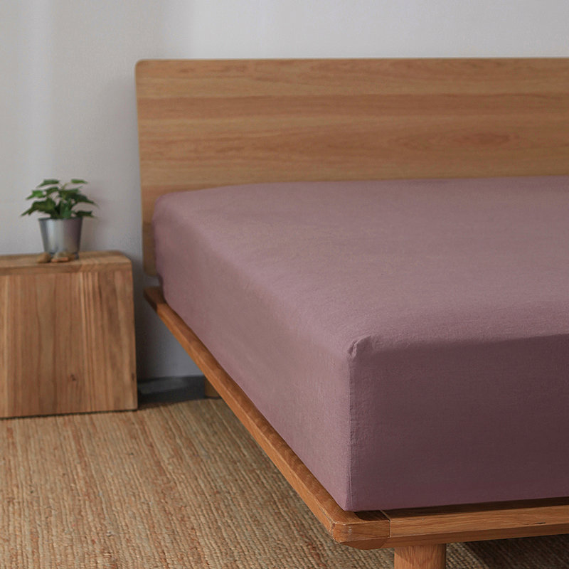 Linen Fitted Sheet, Purple, Queen Fitted Sheet