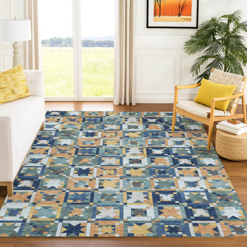 Tapis intérieur / extérieur lavable à la machine Chantille ACN2553, Sarcelle, 10 pi x 14 pi