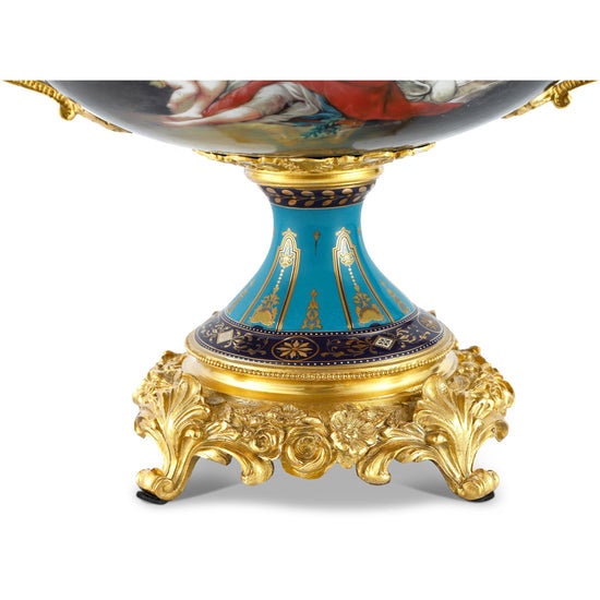 Classic & Elegant 15 Inch Cherub Porcelain and Bronze Jar with Ornate Handle for Home, Room Decor