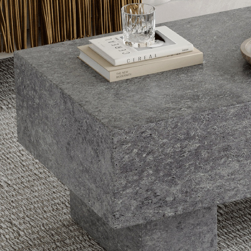 43" Modern Rectangular Marble Coffee Table, Gray