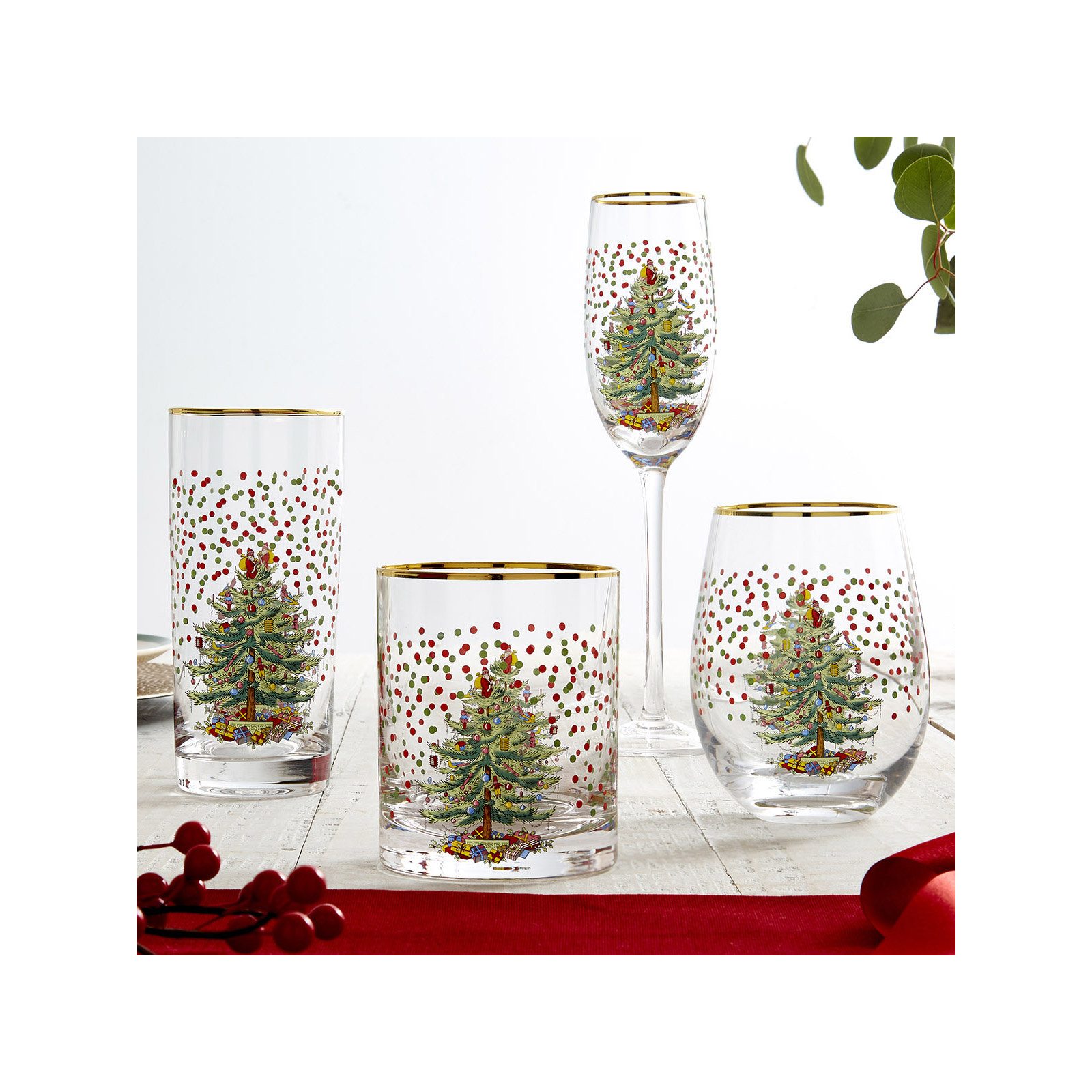 Polka Dot Champagne Flutes, Set of 4