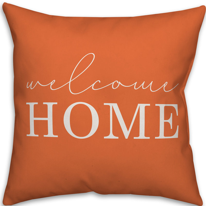  Coussin décoratif intérieur / extérieur Welcome Home, H 16 po x l 16 po, Orange