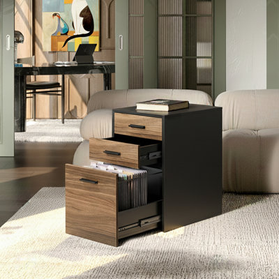 3-Drawer Wood File Cabinet For Letter, A4 & Legal Size Hanging Files – Compact, Durable & Stylish Storage For Home Office by Inbox Zero