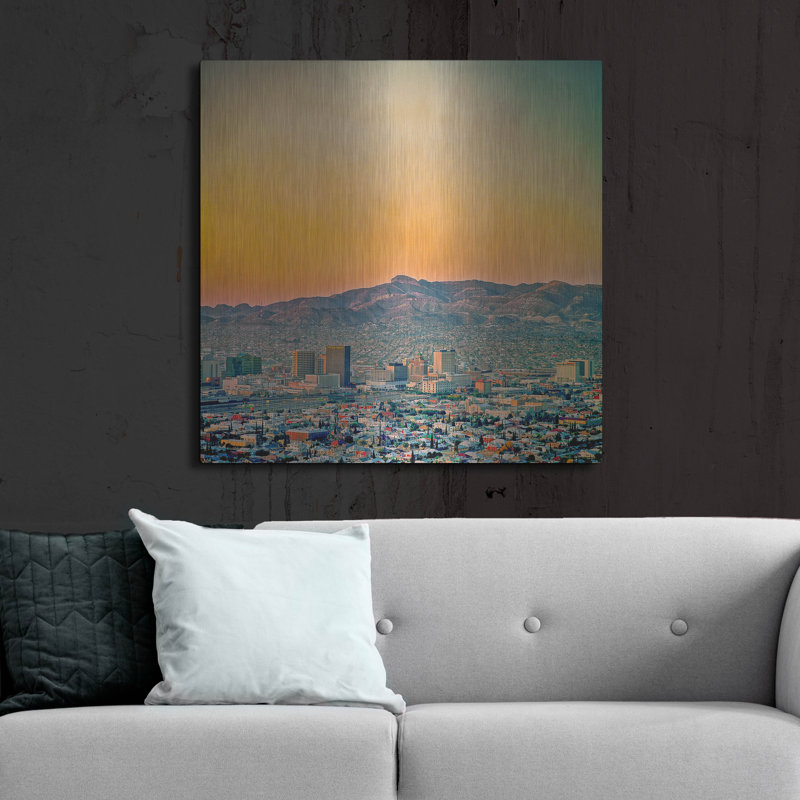 «El Paso Sunrise» par Mark A Paulda, art mural en métal, H 36 po x l 36 po