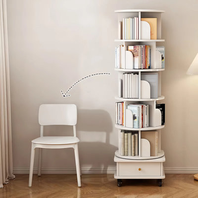 Bibliothèque rotative à 6 niveaux, affichage rotatif à 360 ° avec roulettes et tiroir