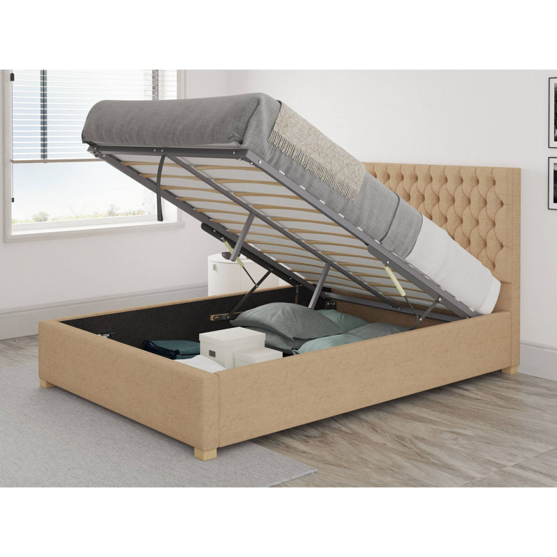 Central City Upholstered Ottoman Storage Bed, Champagne, Double (4'6)
