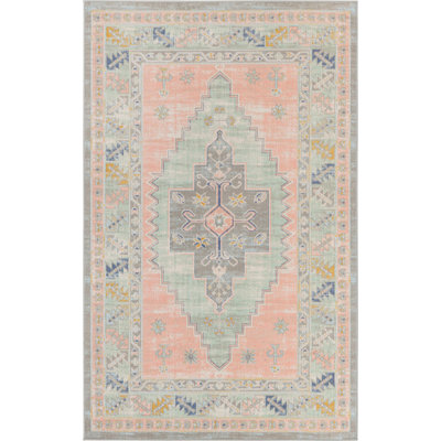 Tapis traditionnel Matthei pêche / vert / bleu