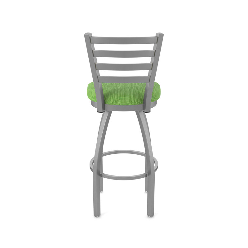 Jackie Swivel Stool, Stainless, Extra Tall (36" Seat Height), Fabric-Graph Parrot