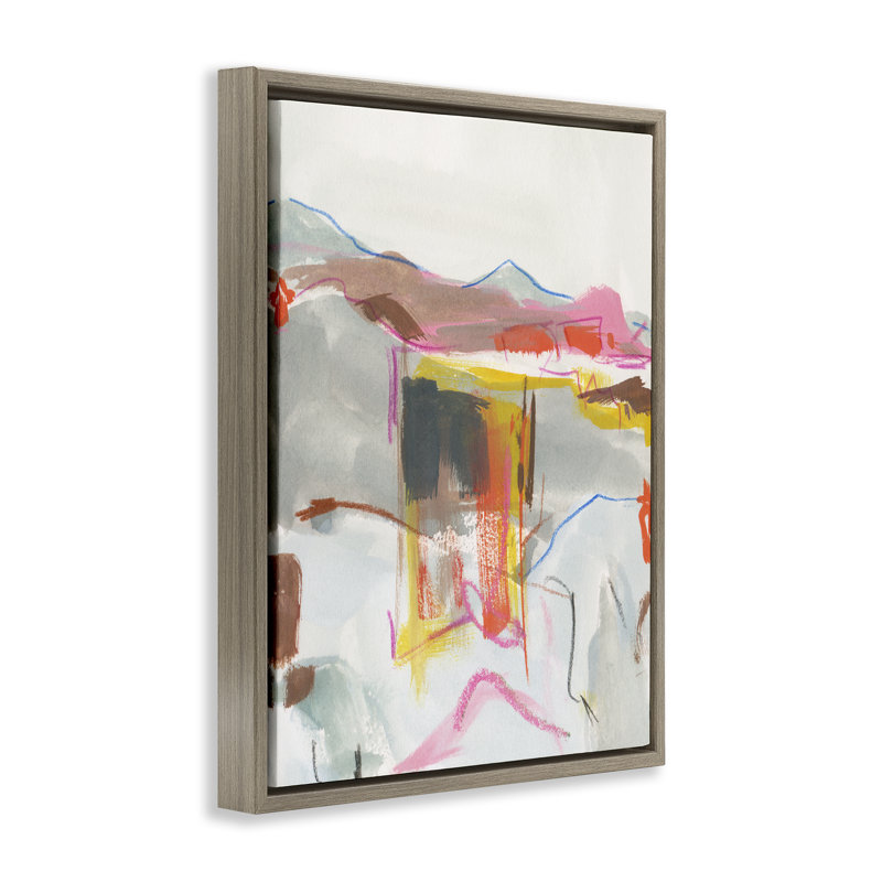  "Bold Abstract Mountain Shapes", art mural encadré par Melissa Wang, Cadre flottant orme Montalcino, H 21 po x l 17 po