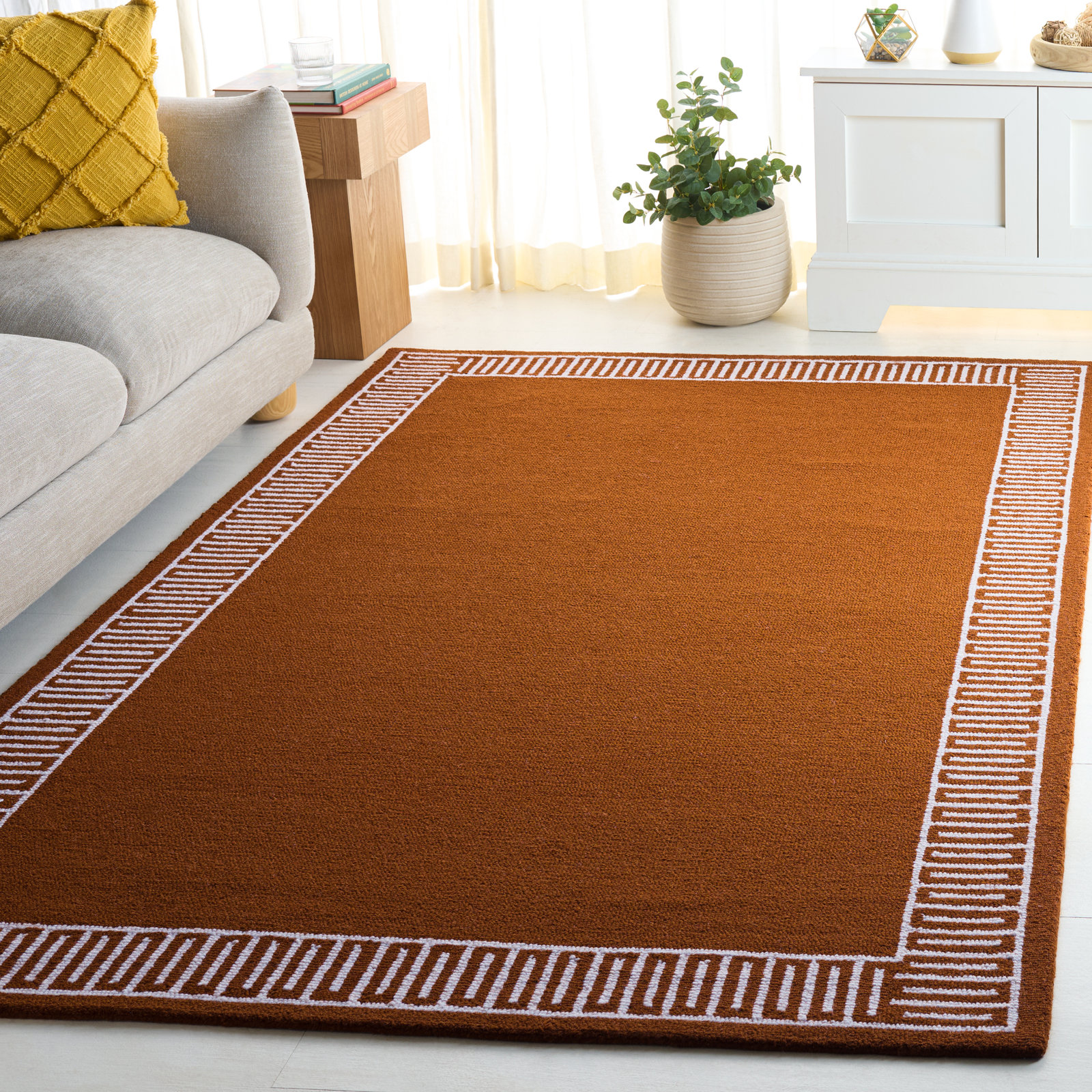 Hand-Tufted Geometric Wool Rug, Rectangle 6' x 9'