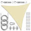 Voile d'ombrage triangulaire Amgo avec trousse de quincaillerie et corde 200 g / m², blocage UV 95%-111679611-111679609