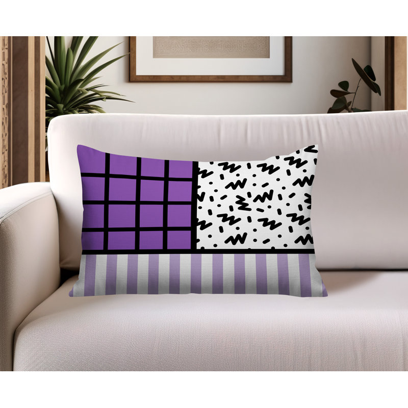 Oreiller rectangulaire réversible intérieur / extérieur Minka, Mauve, Rectangulaire H 18 po x l 25 po