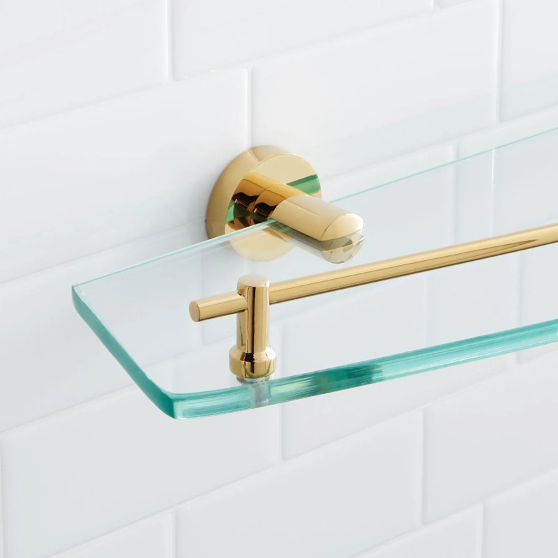 Ceeley Glass Accent Shelf, Polished Brass