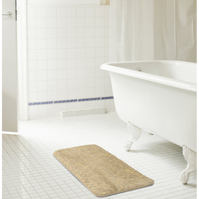 Laterica Non-Slip Bath Rug, Taupe/Gold