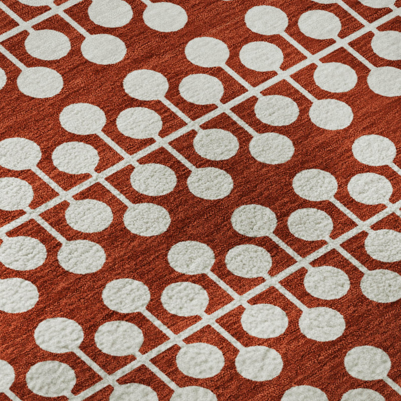 Premium Machine Washable Mayfield AMF2247 Geometric Rug, 3' x 5', Red