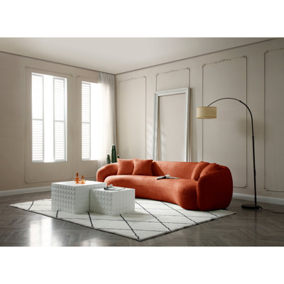 Modern Sofa102'' 5-Seater Boucle Sofa  Sectional Half Moon Leisure Couch Curved Sofa Teddy Fleece
