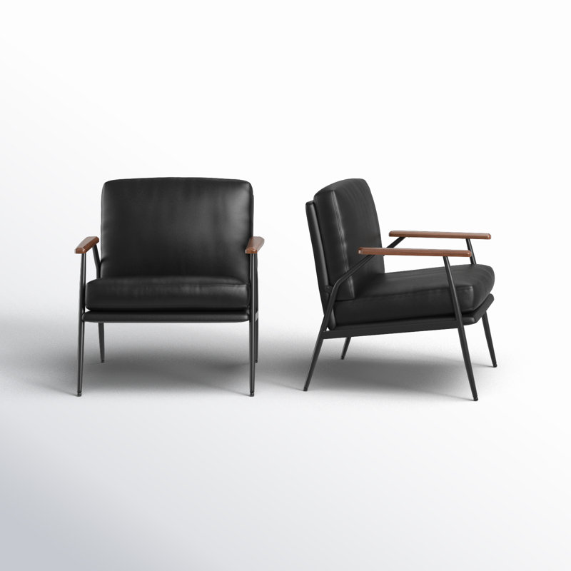 Avers Faux Leather Armchair, Black Faux Leather