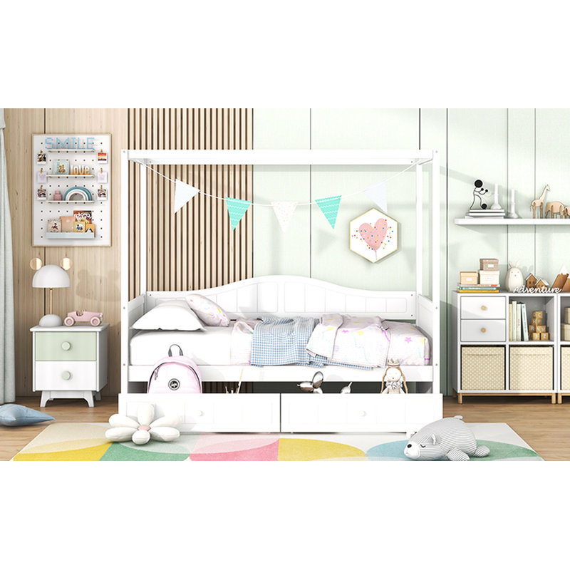 Twin Size Canopy Day Bed with 2 Drawers