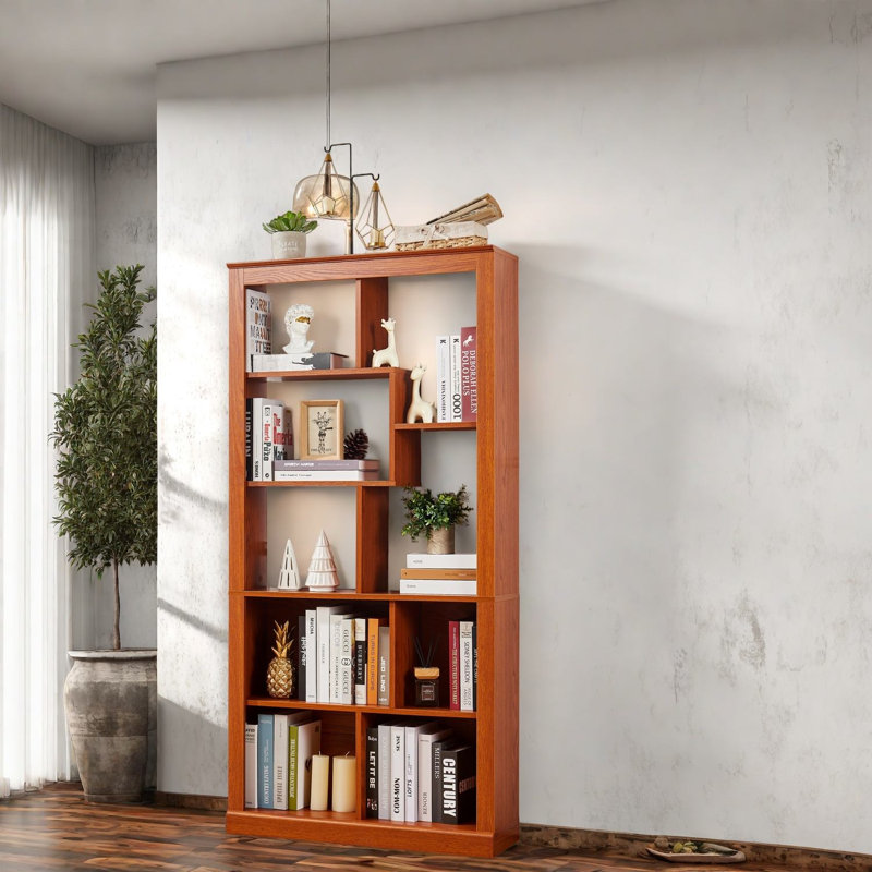Bibliothèques peu encombrantes avec rangement, tablette rustique en bois aggloméré pour bureau à domicile