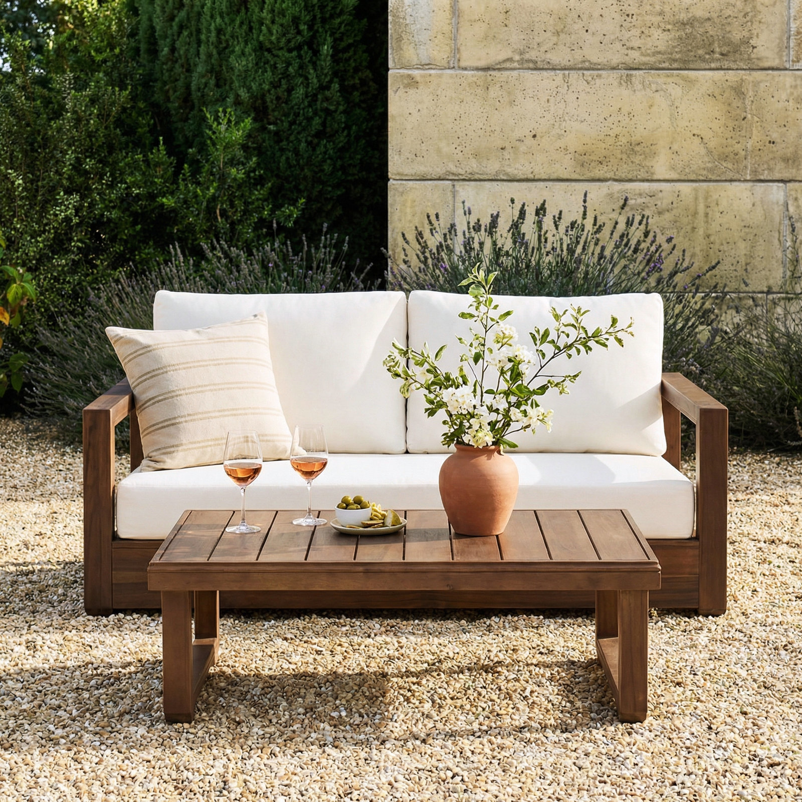 Donnie 2 Piece Seating Group with Cushions, Mocha