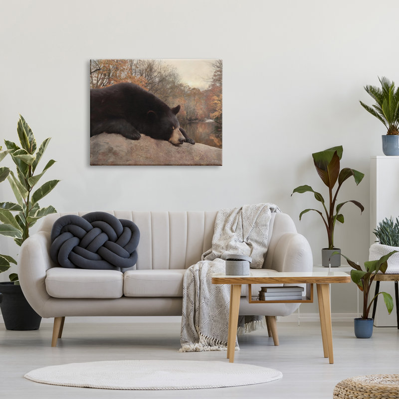 «Falling Bear Autumn Foliage Lake» - Photographie sur toile tendue, H 30 po x l 40 po x P 1,5 po