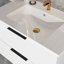 Meuble-lavabo 30 po avec lavabo en céramique - Meuble-lavabo flottant mural blanc avec tiroirs-1979465636-1979465632
