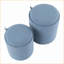 Ensemble de repose-pieds gigognes pour sièges supplémentaires Rangement, bois naturel contemporain Tissu bleu marine par LumiSource | Bleu marine | Tissu-1457612176