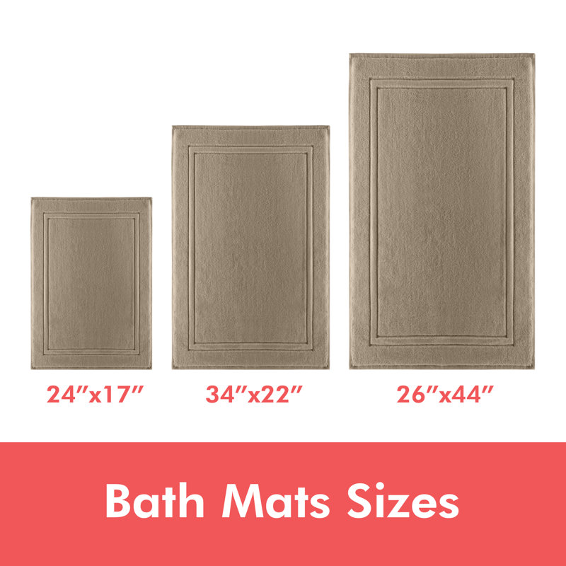 100% Cotton Bath Mat, 17", 24", Beige