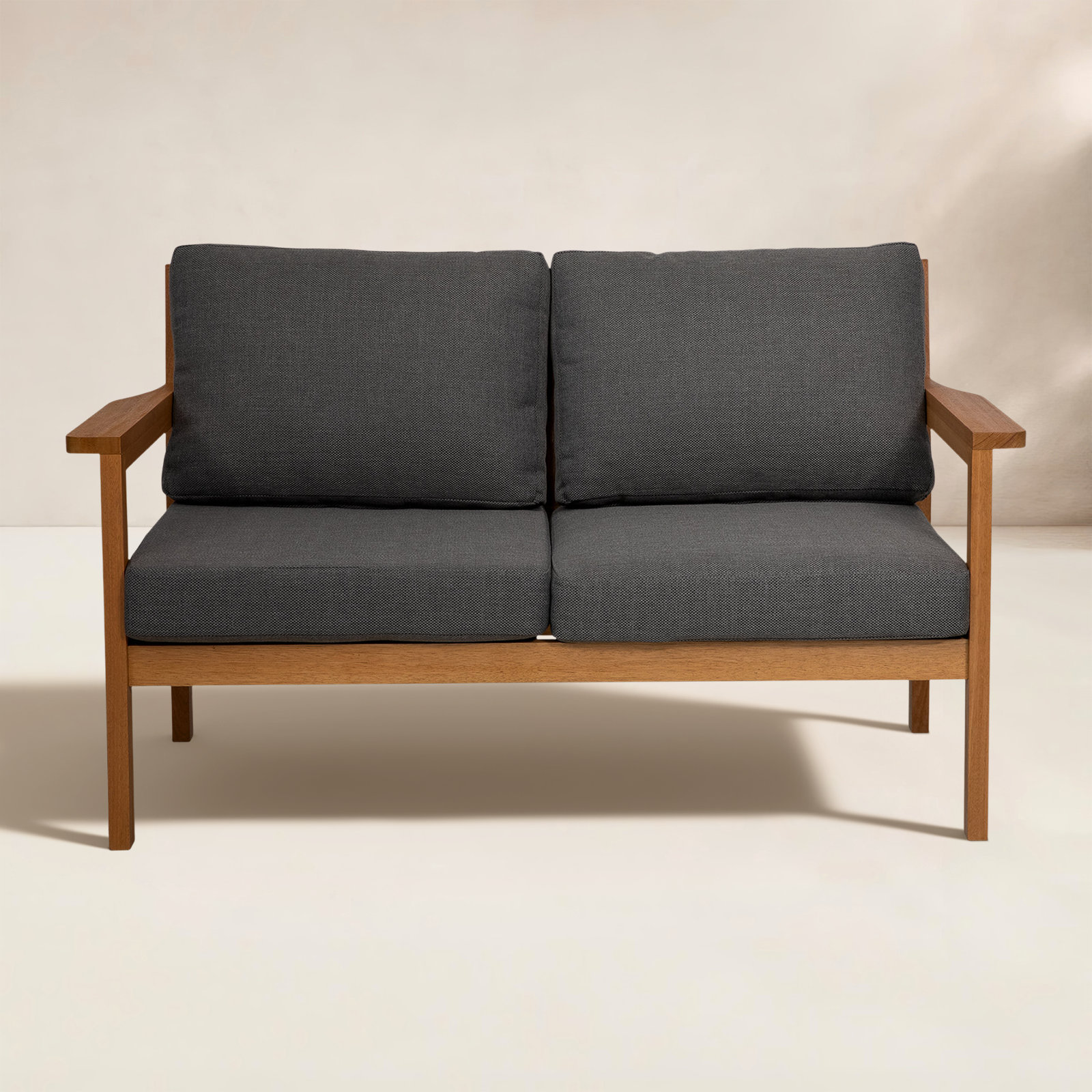 Lanie 53" Eucalyptus Outdoor Loveseat, Gray