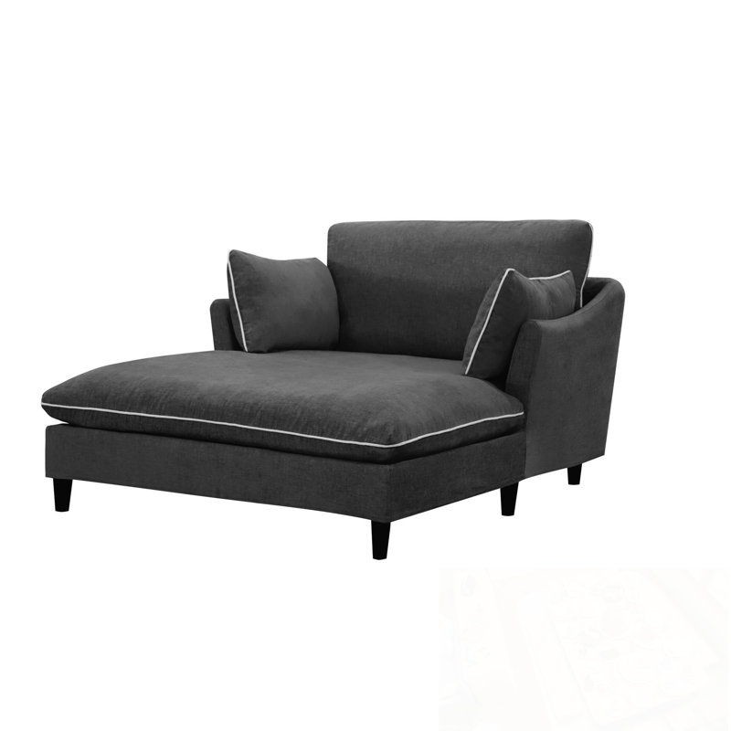 Chaise longue avec coussins et pieds robustes, Noir