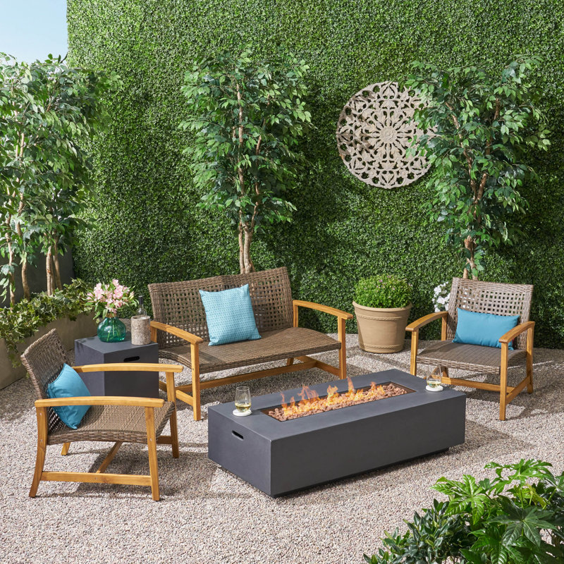 Acacia 4 - Person Patio Conversation Set, Natural/Mixed Mocha