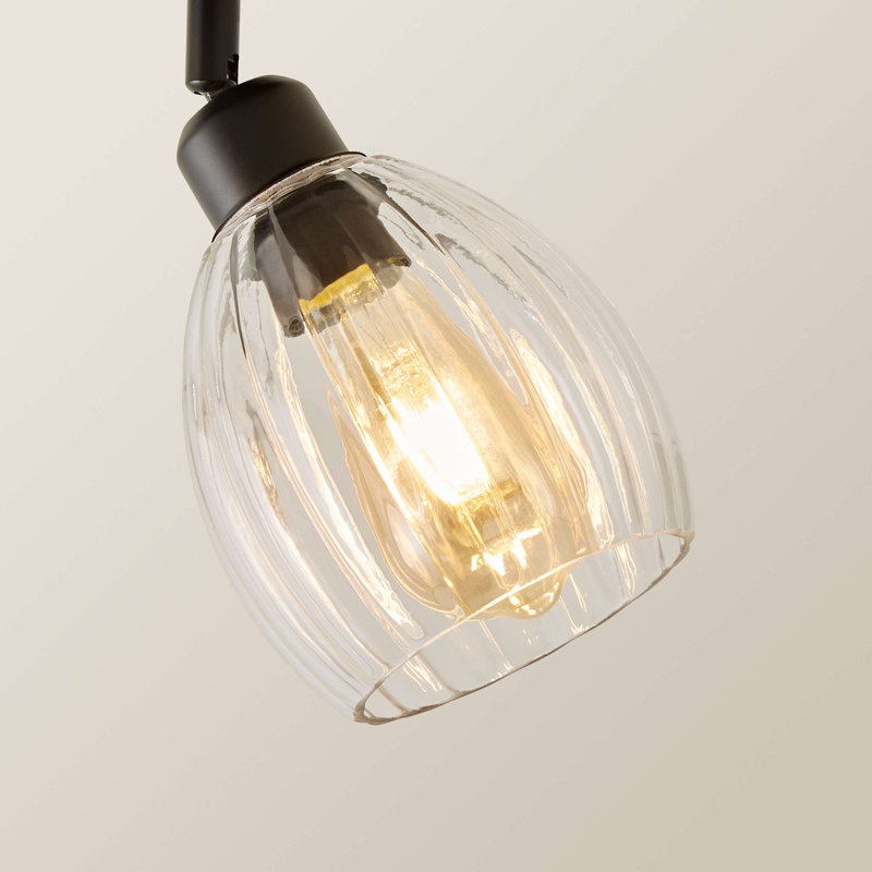 Alaynah Glass Semi Flush Mount, Matte Black