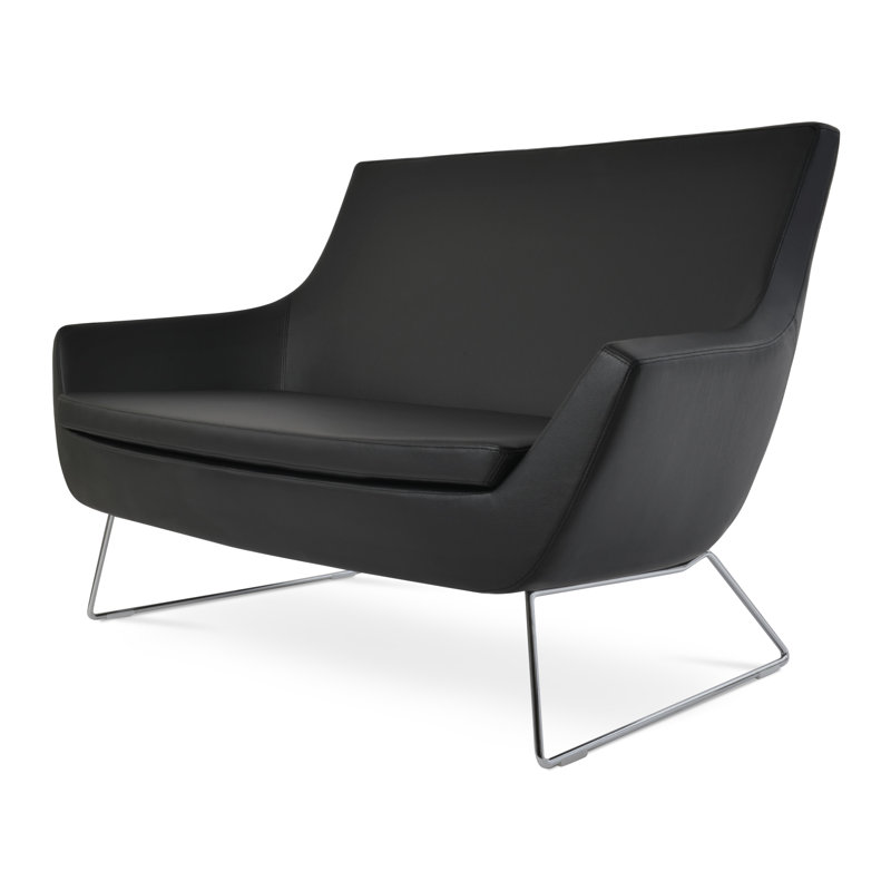 Lakewood Fabric 58'' Reception Loveseat, Black Leatherette