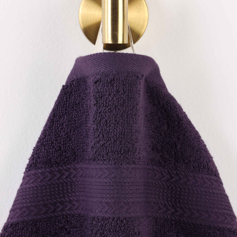 450 GSM Simba Eco-Friendly Sustainable Solid Cotton Face Towel / Washcloth Set, Eggplant