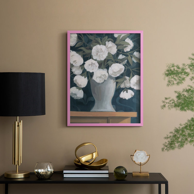 Snowball Posies I, reproduction encadrée - bois massif, H 15 po x l 12 po, Rose