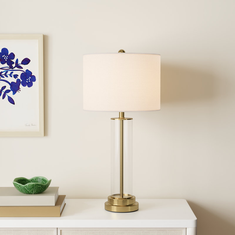 Cassian Art Deco Inspired Clear Glass & Gold Table Lamp