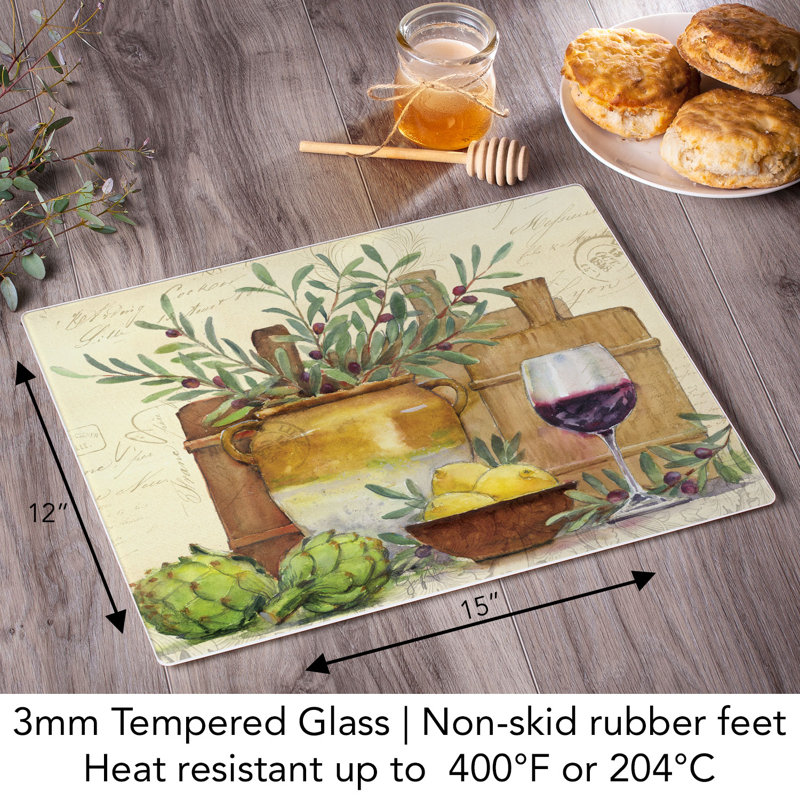 CounterArt Rustic Wine Tempered Glass Cutting Board