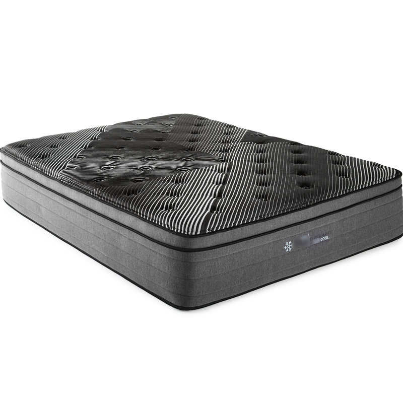 Matelas Pure Ice Ultra King de 38 cm (15 po). Expérience de sommeil plus fraîche grâce à 5 cm (2 po) de cuivre, gel, argent et graphite. Ressorts ensachés sur tout le périmètre pour une meilleure absorption des chocs. Ajustable. Matelas sur mesure – Convient aux personnes de 8 à 18 ans.