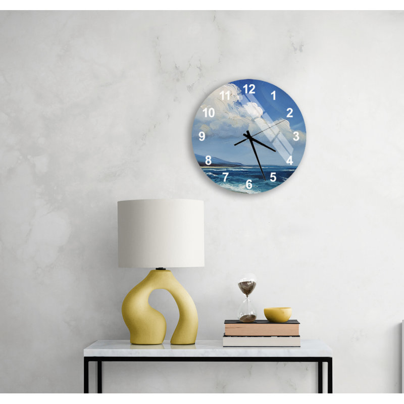 Horloge murale Peaceful Ocean Wave, Blanc