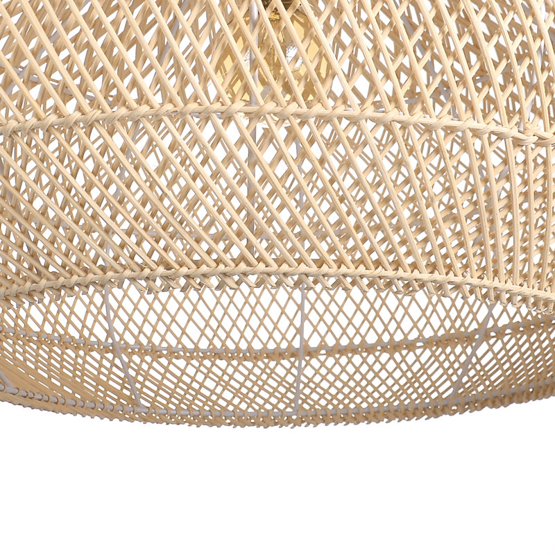 Luminaire suspendu en rotin naturel 1 lumière, H 15,75 po x l 19,69 po x P 19,69 po