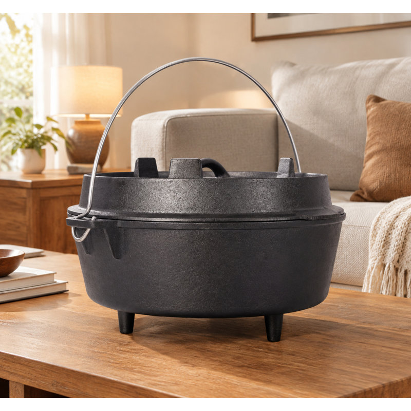 Cocotte en fonte pré-assaisonnée avec couvercle de poêle