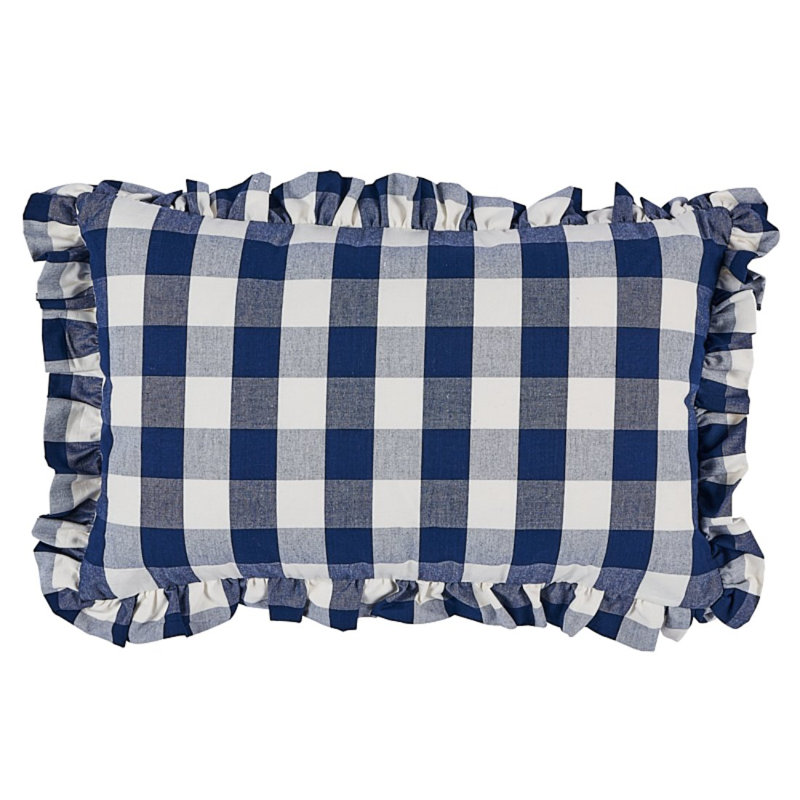 Coussin en coton Camden, 14 po x 20 po, Bleu marine/blanc