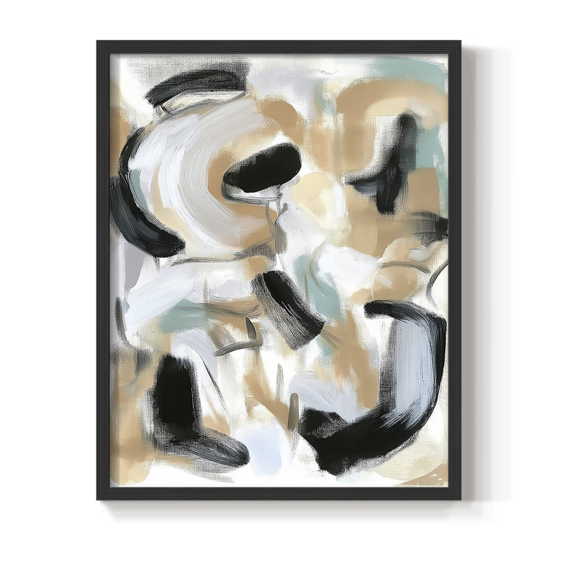 Série ABSTRACT DCCXCIV - Impression encadrée de qualité supérieure - Prêt à être accroché - Aucun clou requis, Noir