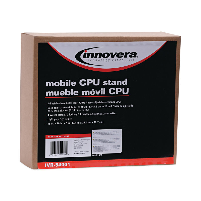 Innovera® Econo Mobile CPU Stand 5'' H x 8.75'' W AV Cart with Wheels