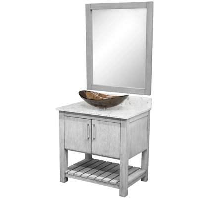 Meuble-lavabo de 36 po avec comptoir en quartz moka et lavabo, quincaillerie
