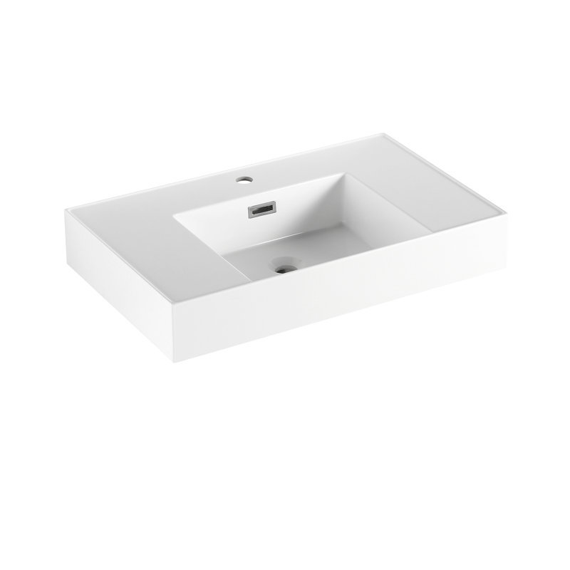 Lavabo en résine de 30 po pour salle de bain - et élégant, blanc, 29,19 po Profondeur, 18,4 largeur, 4,96 hauteur, 43,89 lb, tracas - usure désinfectante - surface, peu d'entretien