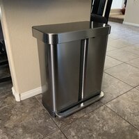 simplehuman Dual Compartment Rectangular Stainless Steel Step Trash Can  With Liner Pocket 15.3 Gallons 25 1316 H x 22 W x 14 14 D Rose Gold -  Office Depot