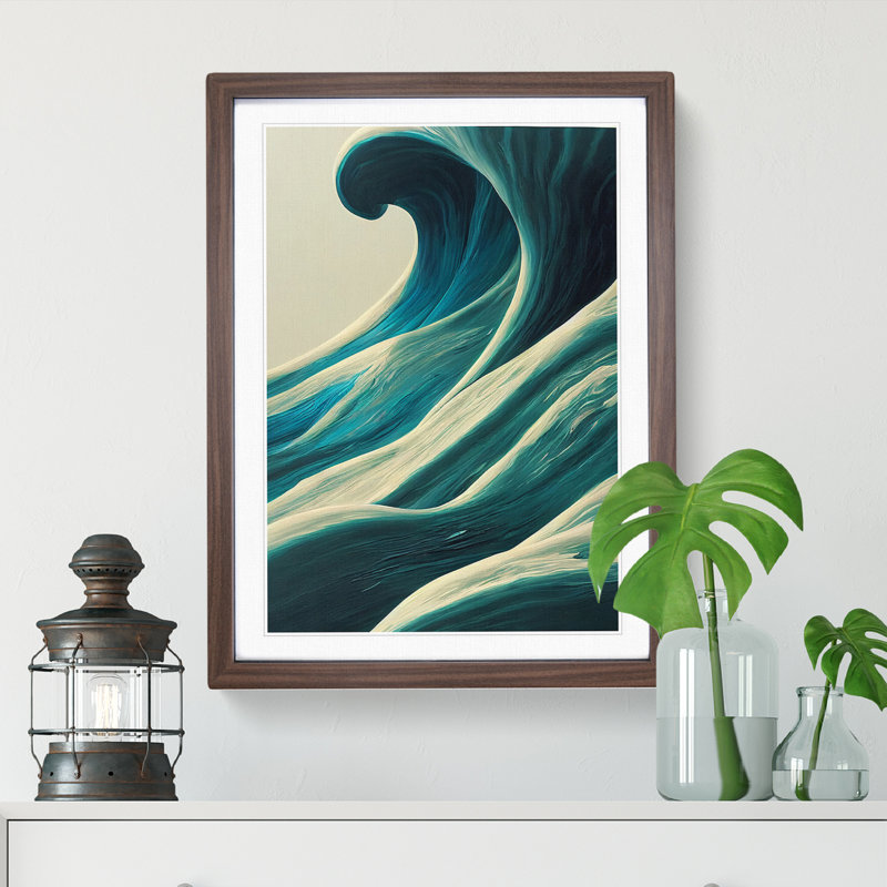 Majestic Ocean Wave - Framed Print, 34cm H x 25cm W x 2cm D, Walnut